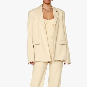 NWT WeWoreWhat Summer Stretch Herringbone Twill Blazer Taupe